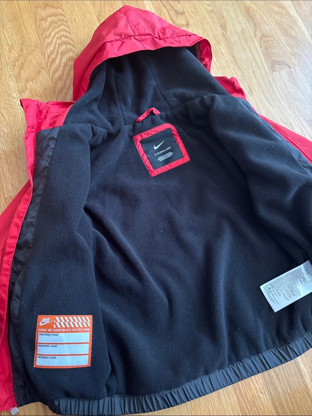 4T Nike Hooded Fleece Lined Windbreaker Jacket